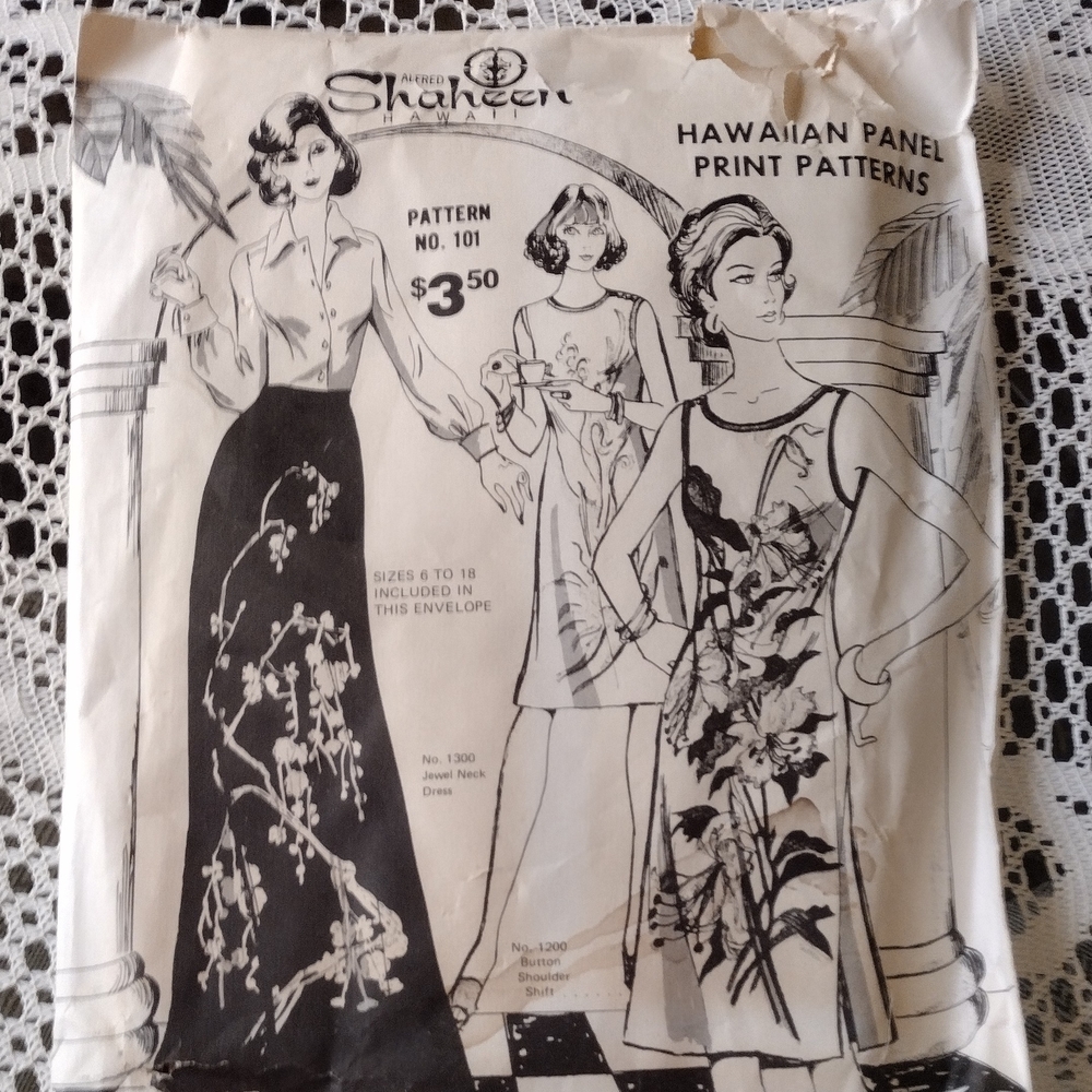  Vintage Alfred Shaheen Hawaiian Panel Print sewing pattern # 101